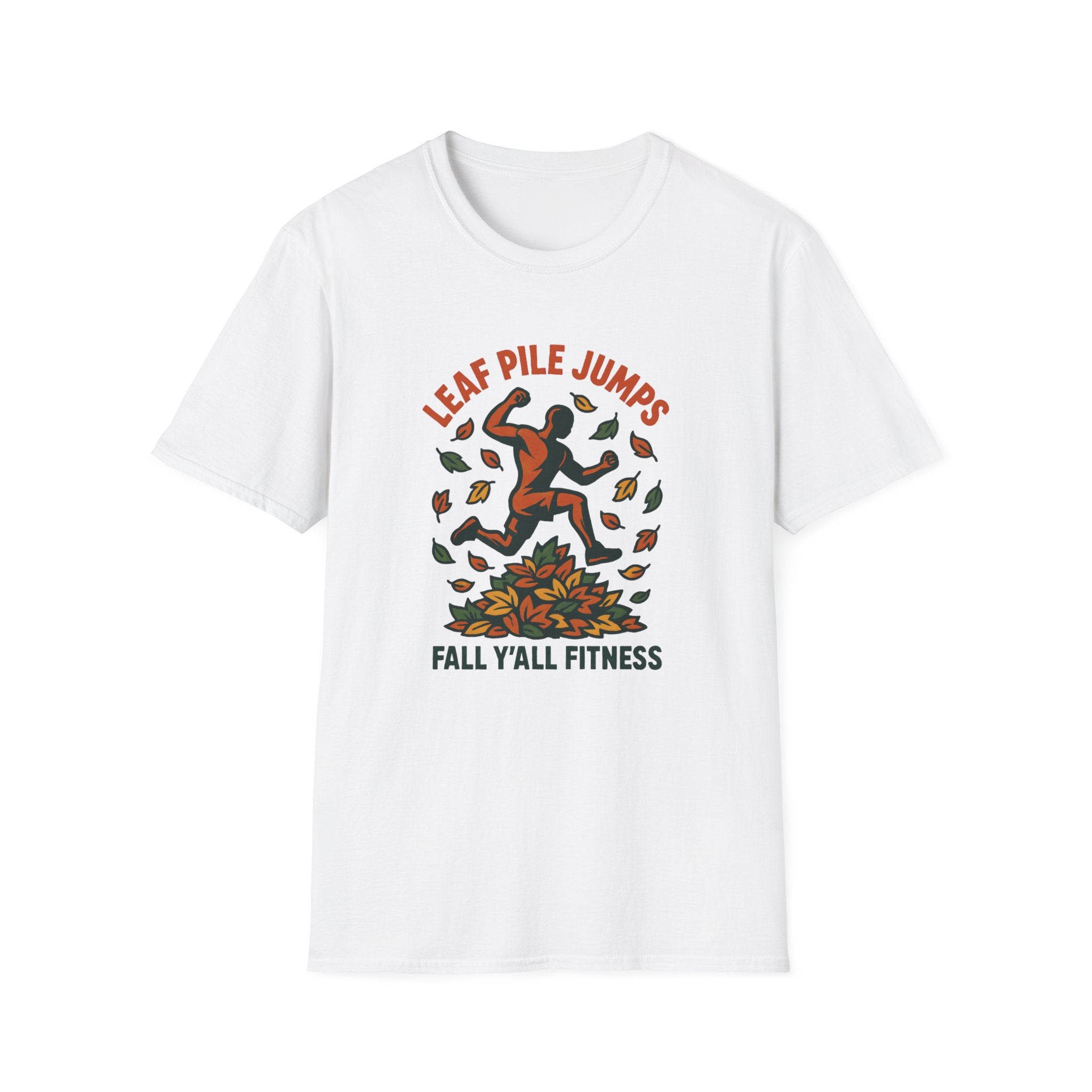 Leaf Pile Jump Fitness T-Shirt
