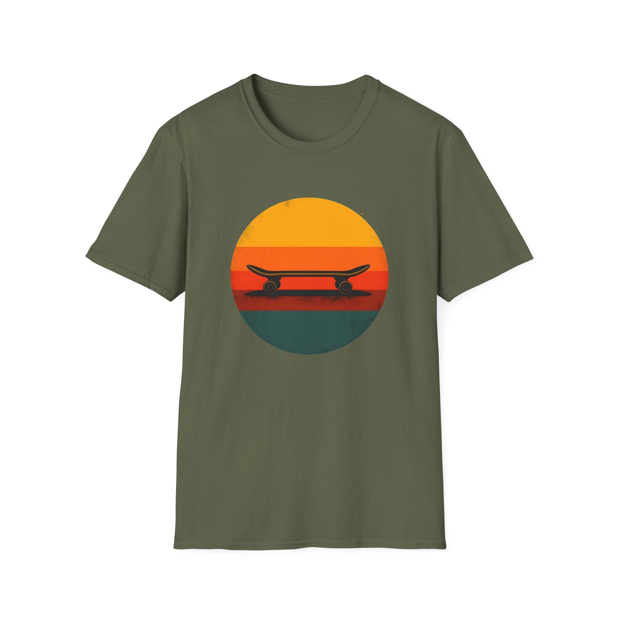Skateboard silhouette at sunset T-Shirt