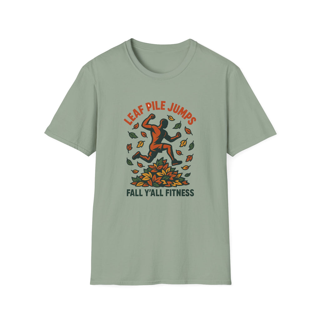 Leaf Pile Jump Fitness T-Shirt