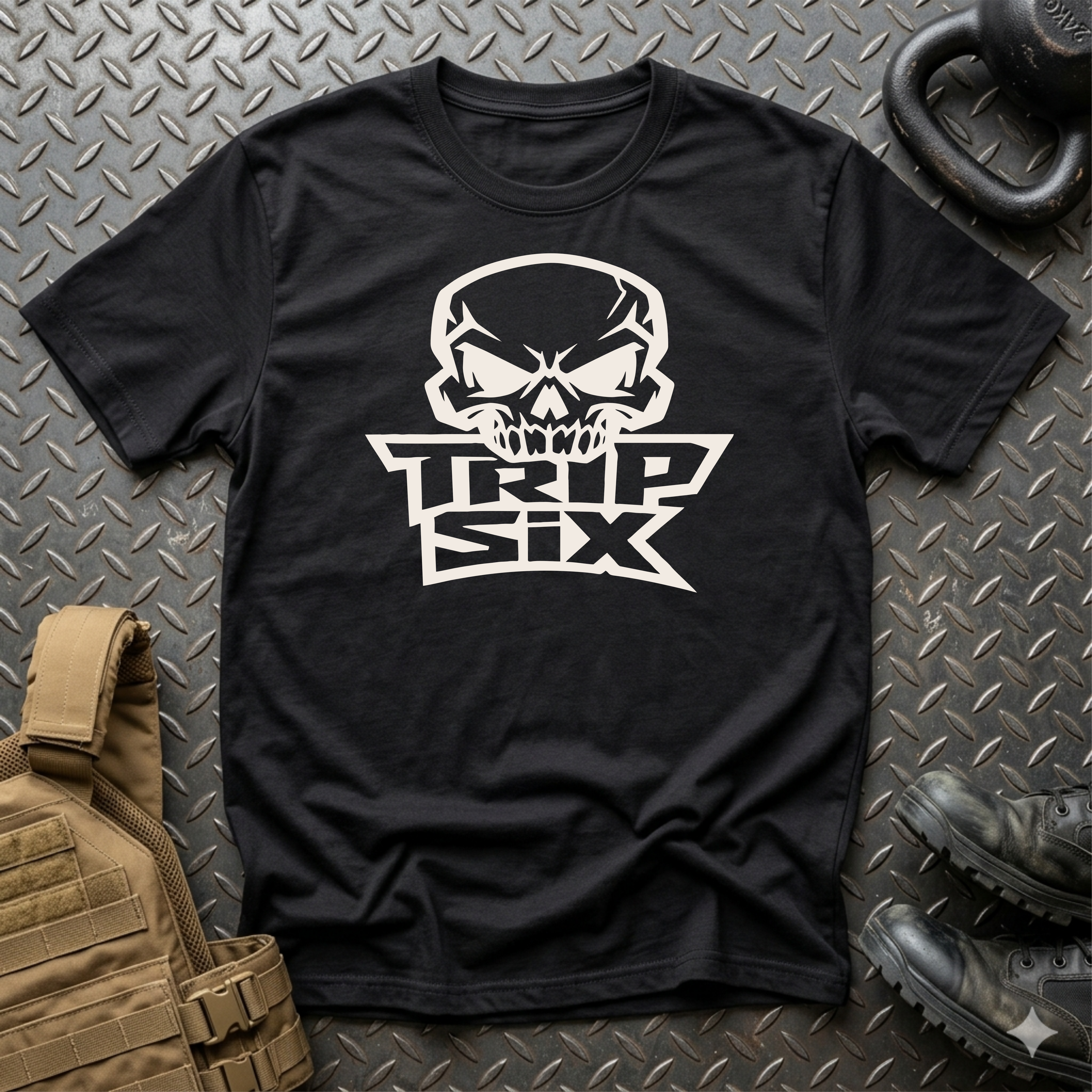 Trip Six Skull T‑Shirt — Edgy Biker/Streetwear Tee